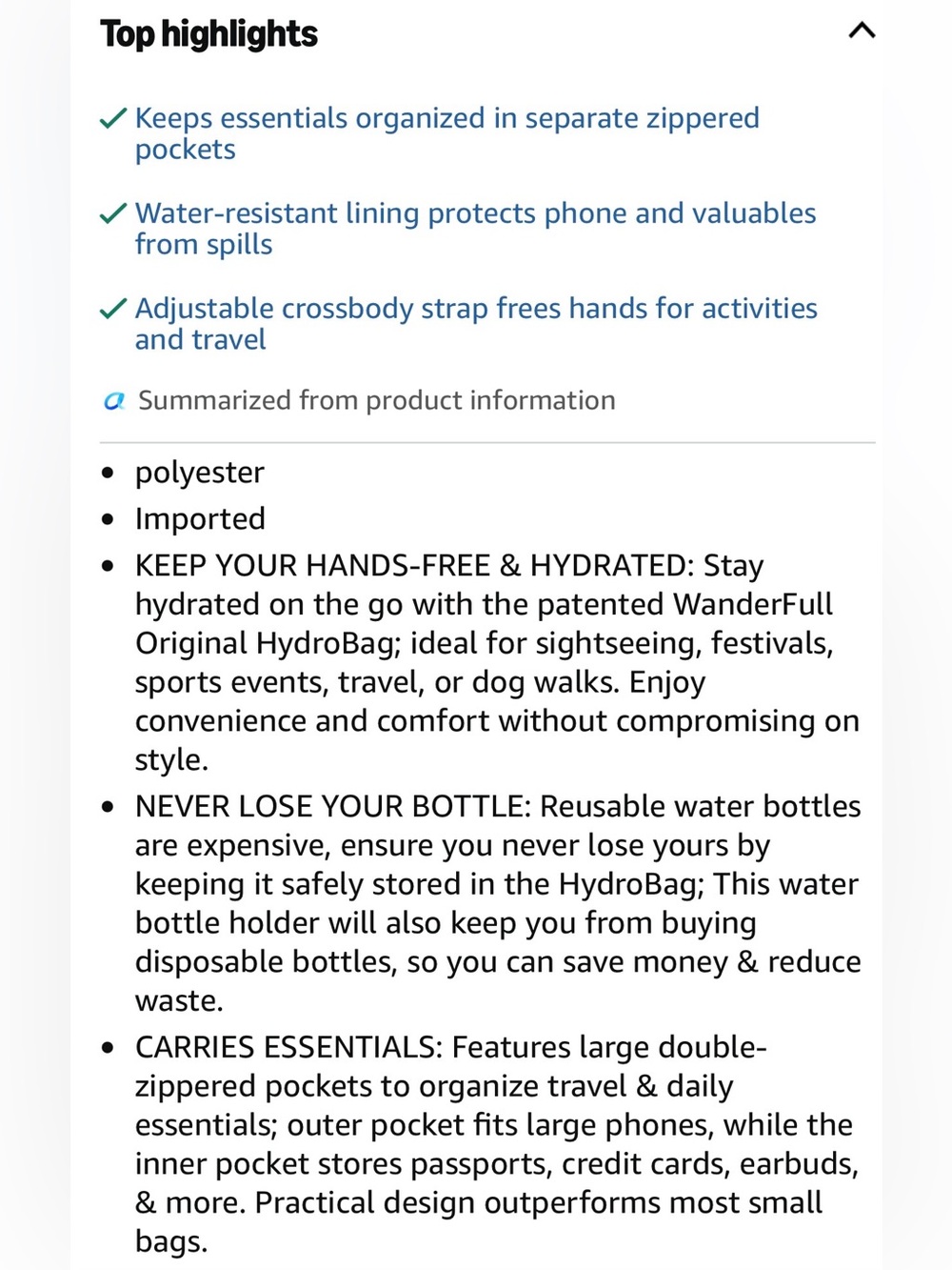 NWT Wander Full Shiny Glossy Cream Crossbody Water Bottle Holder - Picture 7 of 9